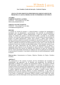 APLICAÇÃO DOS OBJETIVOS PRIMÁRIOS DO GERENCIAMENTO