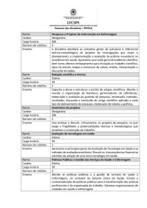 Nome: Pesquisas e Projetos de Intervenção em Enfermagem