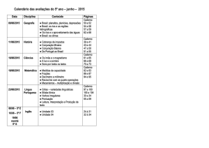 Calendário das avaliações do 5º ano – junho – 2015