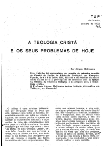 Â TEOLOGIA CRISTA E OS SEUS PROBLEMAS DE HOJE