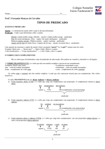 tipos de predicado - Colégio Nomelini Cirandinha