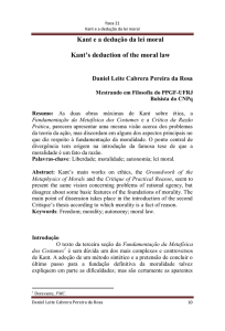 Kant e a dedução da lei moral Kant`s deduction of the moral law