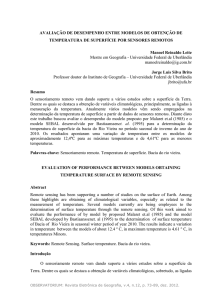 avaliação de desempenho entre modelos de obtenção de