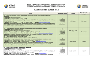 Calendário de Cursos CBAB / CABBIO 2012