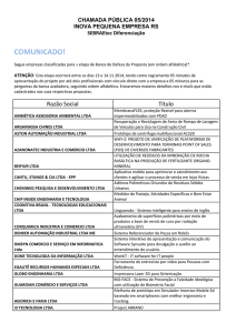 Divulgação dos Resultados Avaliação das Propostas