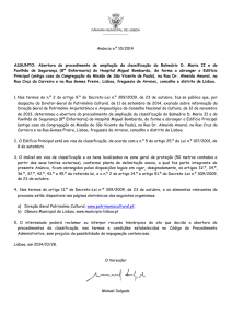 Anúncio nº 10/2014 - classificação do Balneário D. Maria II e do