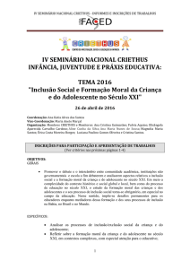 informes do iv seminário nacional criethus - faced