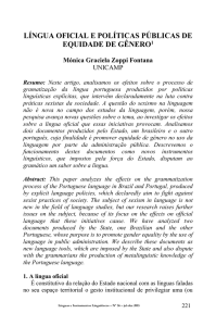 língua oficial e políticas públicas de equidade de gênero1
