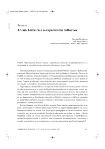Anísio Teixeira e a experiência reflexiva