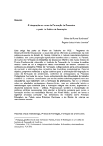 Resumo A Integração no curso de Formação de