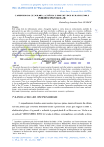 CAMINHOS DA GEOGRAFIA AGRÁRIA E DOS ESTUDOS RURAIS