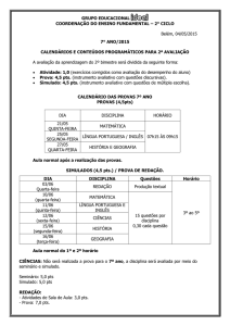 conteúdos e calendários do 2º bimestre