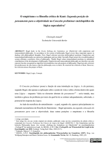 O empirismo e a filosofia crítica de Kant: Segunda posição do