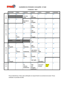 CALENDÁRIO DE ATIVIDADES E AVALIAÇÕES – 8º ANO 1º bimestre