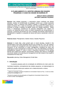 O PLANEJAMENTO E A GESTÃO URBANA EM CIDADES