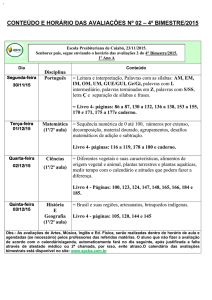 conteúdo e horário das avaliações nº 02 – 4º bimestre/2015