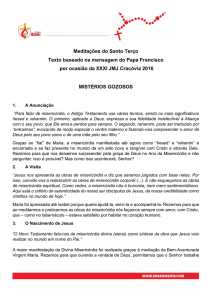 Meditações do Santo Terço Texto baseado na mensagem do Papa