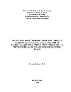 RESISTÊNCIA AOS FÁRMACOS ANTITUBERCULOSE