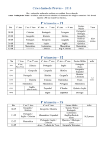 Calendário de Provas - 2016 1º trimestre – P1 1º trimestre