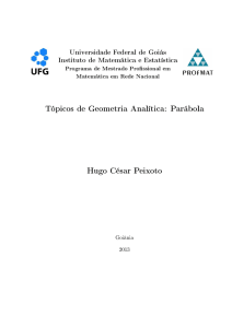 Tópicos de Geometria Analítica: Parábola Hugo César Peixoto