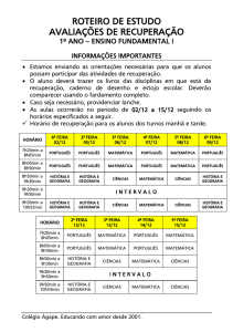 roteiro de estudo avaliações de recuperação