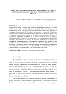 55. CONHECIMENTO CIENTÍFICO E SENSO COMUM ENSINO DE