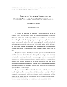 resenha de “manual de morfologia do português”, de maria nazaré