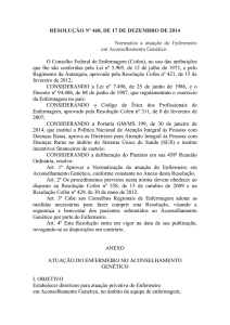 RESOLUÇÃO Nº 468, DE 17 DE DEZEMBRO DE 2014 Normatiza a