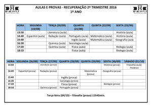 AULAS E PROVAS - RECUPERAÇÃO 2º TRIMESTRE 2016 1º ANO