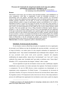 Processos de Construção da categoria juventude rural como ator