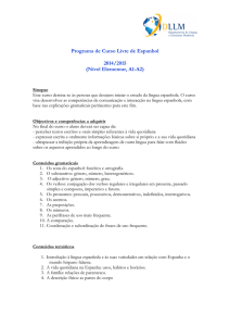 Programa de Curso Livre de Espanhol 2014/2015 (Nível Elementar
