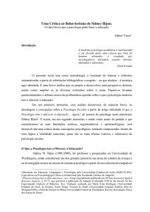 Uma Crítica ao Behaviorismo de Sidney Bijou: