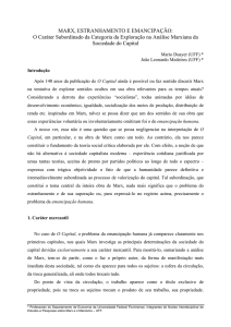 MARX, ESTRANHAMENTO E EMANCIPAÇÃO: O Caráter