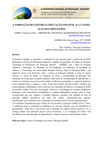 A FORMAÇÃO DO LEITOR NA EDUCAÇÃO INFANTIL (0 A 5 ANOS