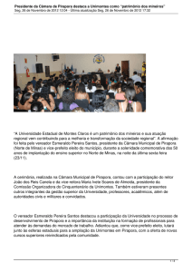 Presidente da Câmara de Pirapora destaca a Unimontes como