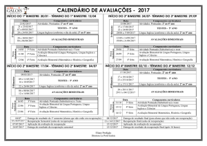 Calendário de avaliações 2017