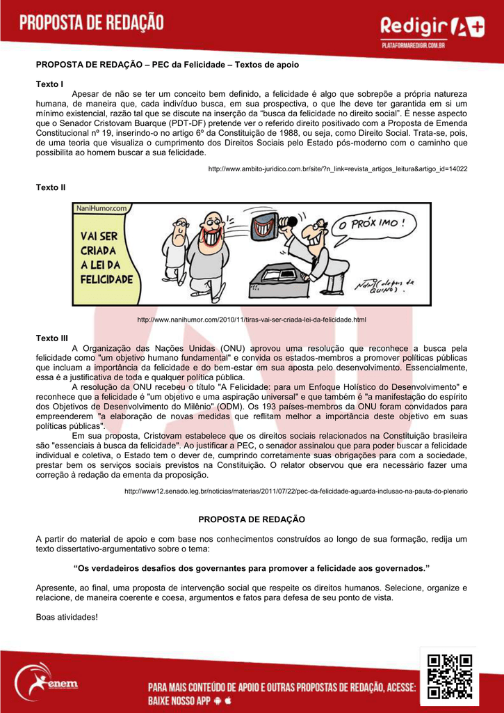 Proposta De Redação Com Texto De Apoio Texto Exemplo