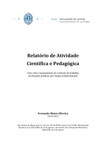 Relatório de Atividade Científica e Pedagógica