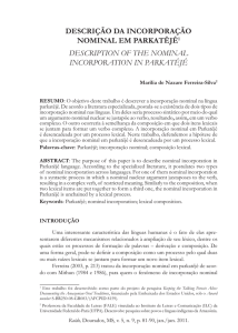 descrição da incorporação nominal em parkatêjê1 description of the