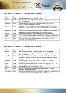 6ºA – Conteúdos das Avaliações de 13 a 17 de junho de 2016