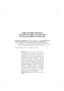 Análise dos hábitos alimentares e das práticas de higiene