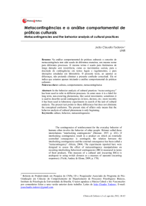 Metacontingências e a análise comportamental de práticas culturais