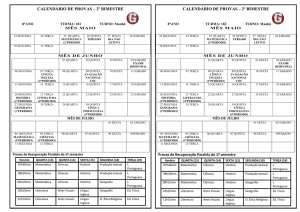 calendário de provas – 2º bimestre calendário de provas – 2º