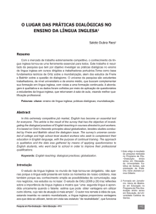 O LUGAR DAS PRÁTICAS DIALÓGICAS NO ENSINO DA LÍNGUA