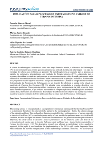 implicações para o processo de enfermagem na unidade de terapia