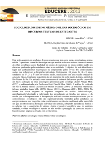 SOCIOLOGIA NO ENSINO MÉDIO: O OLHAR SOCIOLÓGICO EM