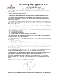 Eletricidade Básica LISTA DE EXERCICIOS 4 Associação de