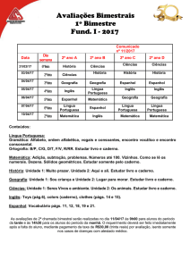 Comunicados nº 11 a 14/2017 Avaliações Bimestrais