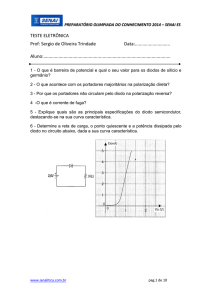 TESTE ELETRÔNICA Prof: Sergio de Oliveira