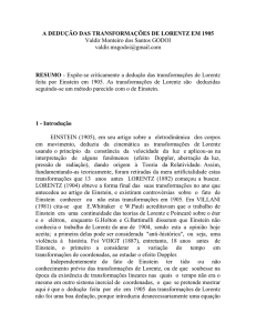 a dedução das transformações de lorentz em 1905